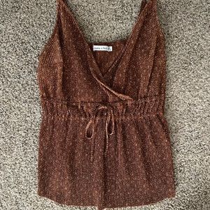 Silky Textured Tank Top with Tie